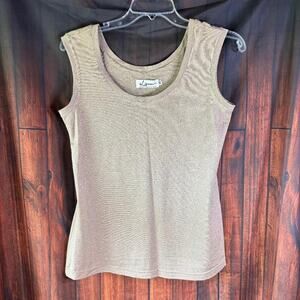iLinen Jersey Top Gold Stretchy Women's Size XS NWT Minimalist Day-to-night